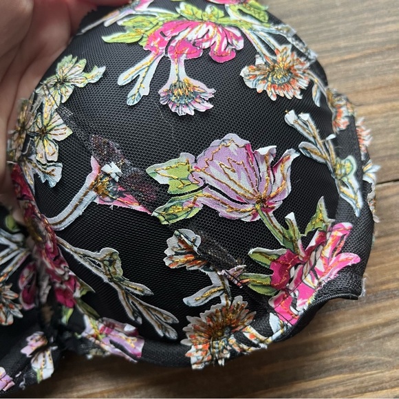 Victoria’s Secret Dreams Angels Push Up Floral Black Bra Size 32D - Picture 2 of 5